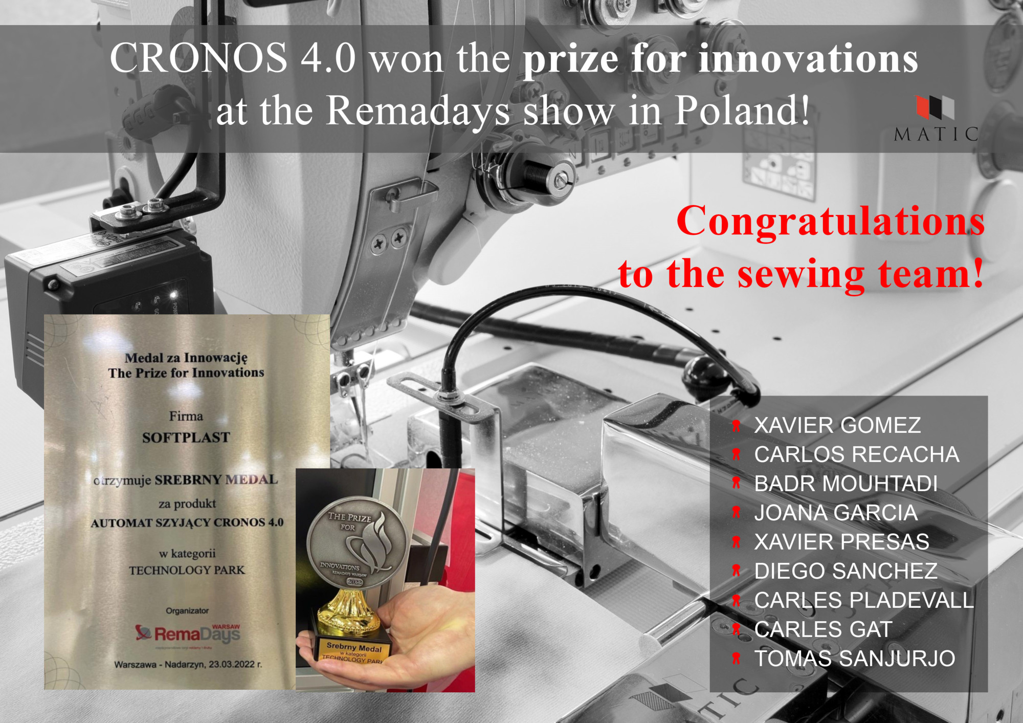 Cronos 4.0 gan el premio de innovaciones en RemaDays Show en Polonia!